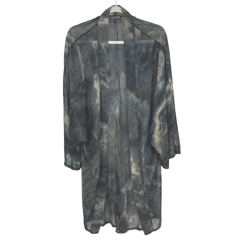 Tamo Design Mesh Kimono Coverup Grey Dusty Cloud Grunge Fairy Goth OS Unisex